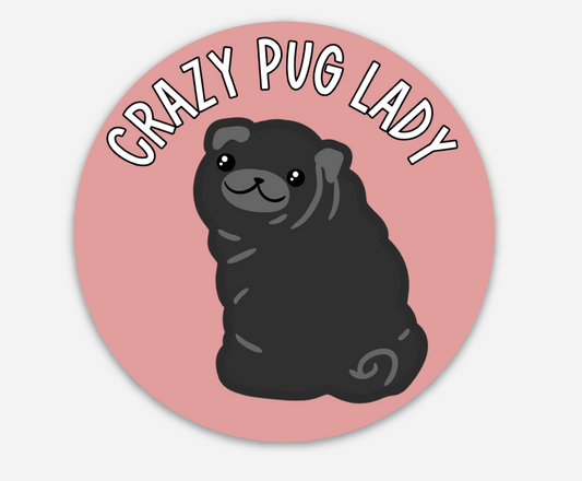 Crazy Pug Lady Sticker