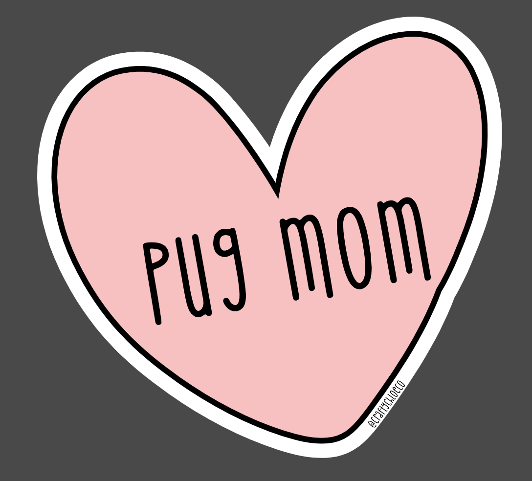 Pug Mom Pink Heart Sticker