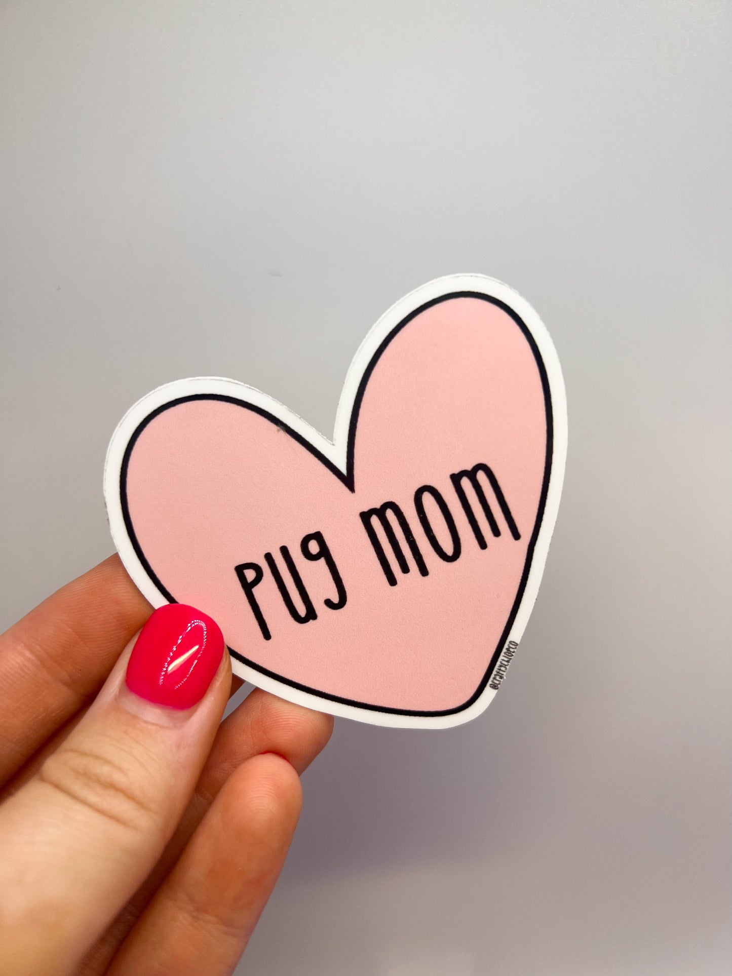 Pug Mom Pink Heart Sticker